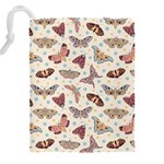 Pattern with butterflies moths Drawstring Pouch (4XL) Back