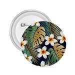 Seamless pattern with tropical flowers leaves exotic background 2.25  Buttons Front