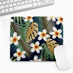 Seamless Pattern With Tropical Flowers Leaves Exotic Background Large Mousepads by BangZart