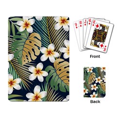 Seamless Pattern With Tropical Flowers Leaves Exotic Background Playing Cards Single Design (rectangle) by BangZart