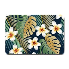 Seamless Pattern With Tropical Flowers Leaves Exotic Background Small Doormat  by BangZart