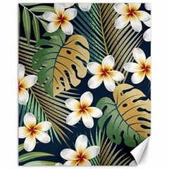 Seamless Pattern With Tropical Flowers Leaves Exotic Background Canvas 11  X 14  by BangZart