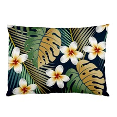 Seamless Pattern With Tropical Flowers Leaves Exotic Background Pillow Case by BangZart