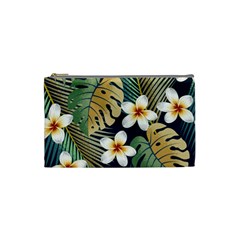 Seamless Pattern With Tropical Flowers Leaves Exotic Background Cosmetic Bag (small) by BangZart