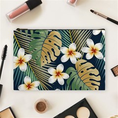 Seamless Pattern With Tropical Flowers Leaves Exotic Background Cosmetic Bag (large) by BangZart