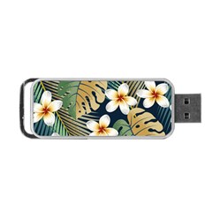 Seamless Pattern With Tropical Flowers Leaves Exotic Background Portable Usb Flash (two Sides) by BangZart