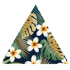 Seamless Pattern With Tropical Flowers Leaves Exotic Background Wooden Puzzle Triangle by BangZart