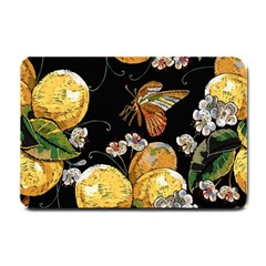 Embroidery Blossoming Lemons Butterfly Seamless Pattern Small Doormat  by BangZart