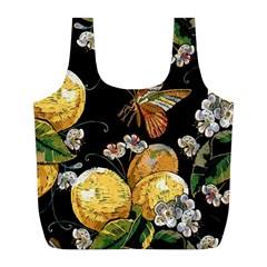 Embroidery Blossoming Lemons Butterfly Seamless Pattern Full Print Recycle Bag (l) by BangZart