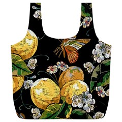 Embroidery Blossoming Lemons Butterfly Seamless Pattern Full Print Recycle Bag (xl) by BangZart