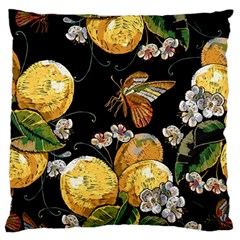 Embroidery Blossoming Lemons Butterfly Seamless Pattern Standard Flano Cushion Case (two Sides) by BangZart