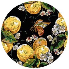 Embroidery Blossoming Lemons Butterfly Seamless Pattern Wooden Bottle Opener (round) by BangZart