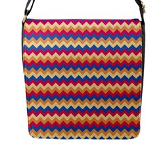 Zigzag Pattern Seamless Zig Zag Background Color Flap Closure Messenger Bag (l) by BangZart