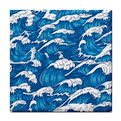 Storm Waves Seamless Pattern Raging Ocean Water Sea Wave Vintage Japanese Storms Print Illustration Tile Coaster by BangZart