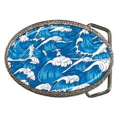 Storm Waves Seamless Pattern Raging Ocean Water Sea Wave Vintage Japanese Storms Print Illustration Belt Buckles by BangZart