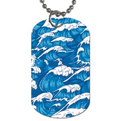 Storm Waves Seamless Pattern Raging Ocean Water Sea Wave Vintage Japanese Storms Print Illustration Dog Tag (one Side) by BangZart