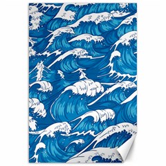 Storm Waves Seamless Pattern Raging Ocean Water Sea Wave Vintage Japanese Storms Print Illustration Canvas 20  X 30  by BangZart