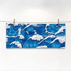 Storm Waves Seamless Pattern Raging Ocean Water Sea Wave Vintage Japanese Storms Print Illustration Hand Towel by BangZart