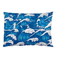 Storm Waves Seamless Pattern Raging Ocean Water Sea Wave Vintage Japanese Storms Print Illustration Pillow Case by BangZart