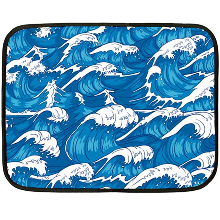 Storm waves seamless pattern raging ocean water sea wave vintage japanese storms print illustration Double Sided Fleece Blanket (Mini) 