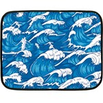 Storm waves seamless pattern raging ocean water sea wave vintage japanese storms print illustration Double Sided Fleece Blanket (Mini)  35 x27  Blanket Back