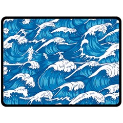 Storm Waves Seamless Pattern Raging Ocean Water Sea Wave Vintage Japanese Storms Print Illustration Fleece Blanket (large)  by BangZart