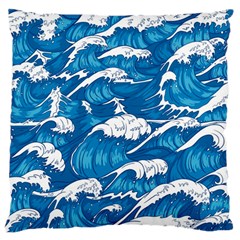 Storm Waves Seamless Pattern Raging Ocean Water Sea Wave Vintage Japanese Storms Print Illustration Large Cushion Case (two Sides) by BangZart