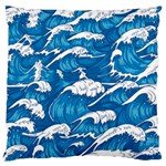 Storm waves seamless pattern raging ocean water sea wave vintage japanese storms print illustration Large Cushion Case (Two Sides) Front