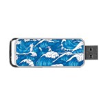 Storm waves seamless pattern raging ocean water sea wave vintage japanese storms print illustration Portable USB Flash (One Side) Front