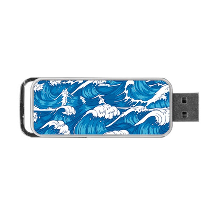 Storm waves seamless pattern raging ocean water sea wave vintage japanese storms print illustration Portable USB Flash (One Side)