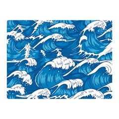 Storm Waves Seamless Pattern Raging Ocean Water Sea Wave Vintage Japanese Storms Print Illustration Double Sided Flano Blanket (mini)  by BangZart