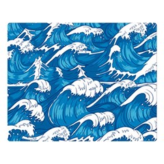 Storm Waves Seamless Pattern Raging Ocean Water Sea Wave Vintage Japanese Storms Print Illustration Double Sided Flano Blanket (large)  by BangZart