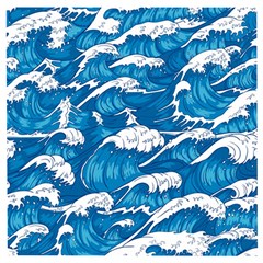 Storm Waves Seamless Pattern Raging Ocean Water Sea Wave Vintage Japanese Storms Print Illustration Wooden Puzzle Square by BangZart