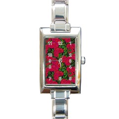 Seamless Pattern With Colorful Bush Roses Rectangle Italian Charm Watch by BangZart