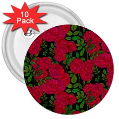 Seamless Pattern With Colorful Bush Roses 3  Buttons (10 Pack)  by BangZart