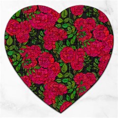 Seamless Pattern With Colorful Bush Roses Jigsaw Puzzle (heart) by BangZart