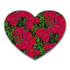 Seamless Pattern With Colorful Bush Roses Heart Mousepads