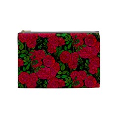 Seamless Pattern With Colorful Bush Roses Cosmetic Bag (medium)