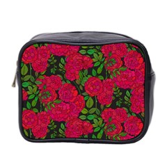 Seamless Pattern With Colorful Bush Roses Mini Toiletries Bag (two Sides)