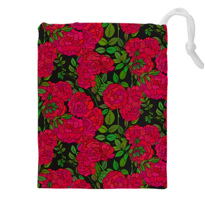 Seamless pattern with colorful bush roses Drawstring Pouch (4XL)