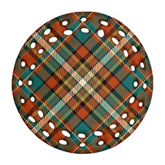 Tartan Scotland Seamless Plaid Pattern Vector Retro Background Fabric Vintage Check Color Square Round Filigree Ornament (two Sides)