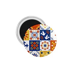 Mexican Talavera Pattern Ceramic Tiles With Flower Leaves Bird Ornaments Traditional Majolica Style 1 75  Magnets by BangZart