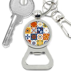 Mexican Talavera Pattern Ceramic Tiles With Flower Leaves Bird Ornaments Traditional Majolica Style Bottle Opener Key Chain by BangZart