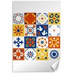 Mexican talavera pattern ceramic tiles with flower leaves bird ornaments traditional majolica style Canvas 24  x 36  23.35 x34.74  Canvas - 1