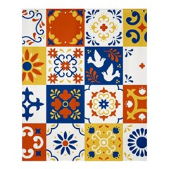 Mexican Talavera Pattern Ceramic Tiles With Flower Leaves Bird Ornaments Traditional Majolica Style Shower Curtain 60  X 72  (medium) 