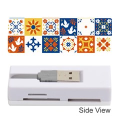 Mexican Talavera Pattern Ceramic Tiles With Flower Leaves Bird Ornaments Traditional Majolica Style Memory Card Reader (stick)