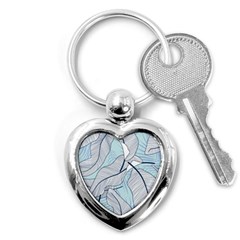 Tropical Flower Seamless Pattern Key Chain (heart)