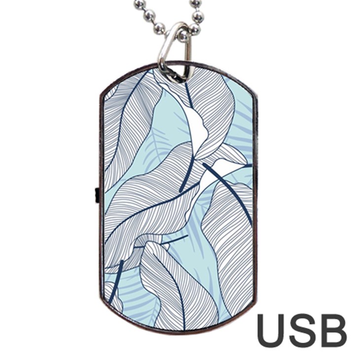 Tropical Flower Seamless Pattern Dog Tag USB Flash (Two Sides)