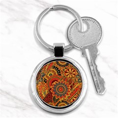 Bright Seamless Pattern With Paisley Elements Hand Drawn Wallpaper With Floral Traditional Key Chain (round) by BangZart