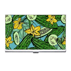 Seamless Pattern With Cucumber Slice Flower Colorful Hand Drawn Background With Vegetables Wallpaper Business Card Holder by BangZart